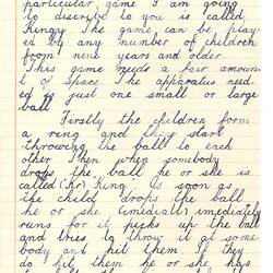 Document - Judy Laurent, to Dorothy Howard, Description of Chasing Game 'Kingy', 25 Mar 1955