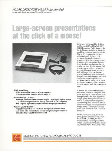 Printed text and photograph of projector accessories.