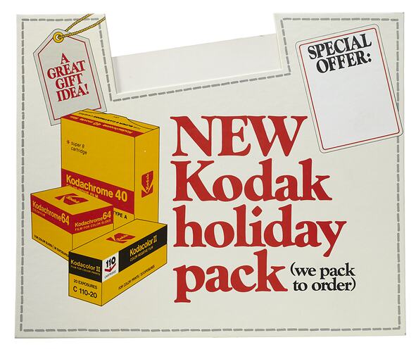 Show Card - Kodak (Australasia) Pty Ltd, 'New Kodak Holiday Pack', circa 1975 - 1985