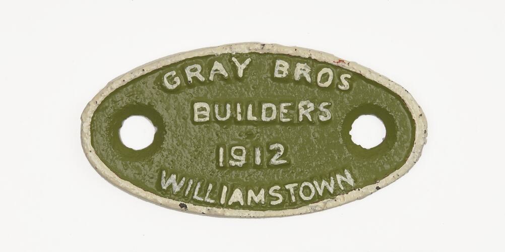 Rolling Stock Plate - Gray Bros., Williamstown, 1912