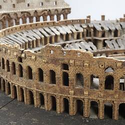 Model of Colosseum made of cork. Detail of external wall.