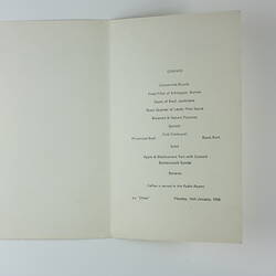 Menu - Dinner, 'Ascot', R.M.S. Orion, 16 Jan 1956