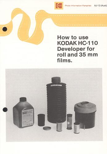 Cover page with photograph of photographic developing kit.
