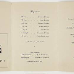 Programme - Kodak Australasia Pty Ltd, 'First Annual Ball', Sydney, 12 Oct 1946, Obverse