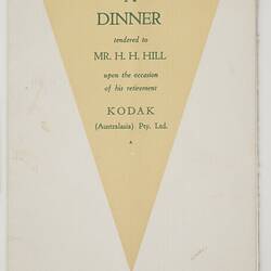 Programme - Kodak Australasia Pty Ltd, Mr H. H. Hills Retirement Dinner, Sydney, 01 Jul 1965, Page 1