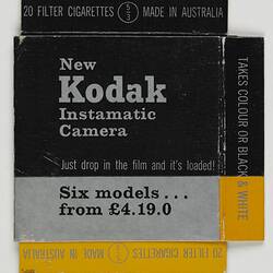 Cigarette Packet - Kodak Australasia Pty Ltd, 'Kodak Instamatic Cameras', 1963 - 1965