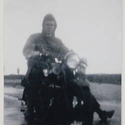 Digital Photograph - Kodak Australasia Pty Ltd, Ted Bedggood on a Motorbike in Flood Water, Abbotsford, 1934