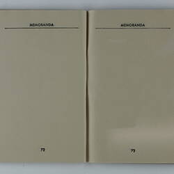 Open booklet, two white pages with black printing. Page 70 and 71.