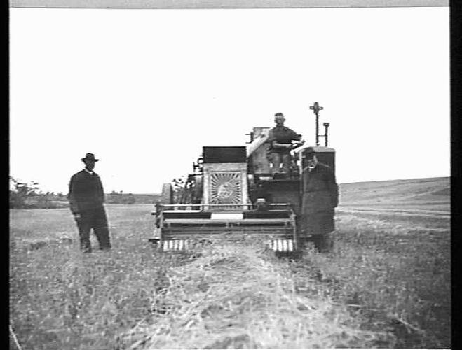 AUTO HEADER FITTED WITH PICK UP ATTACHMENT WORKING AT BROADMEADOWS
