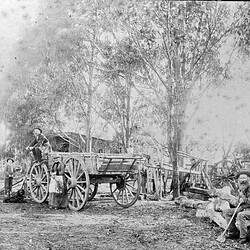Negative - Boyle Family With Farm Waggon, Lake Goldsmith, Victoria, circa 1885