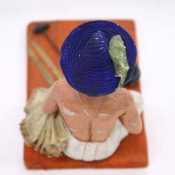 Indian Figure - Man Wearing a Blue Hat, Clay
