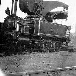 Negative - Victorian Railways, No.3 Steam Crane Locomotive (formerly Z-526), North Melbourne, Victoria, 1921
