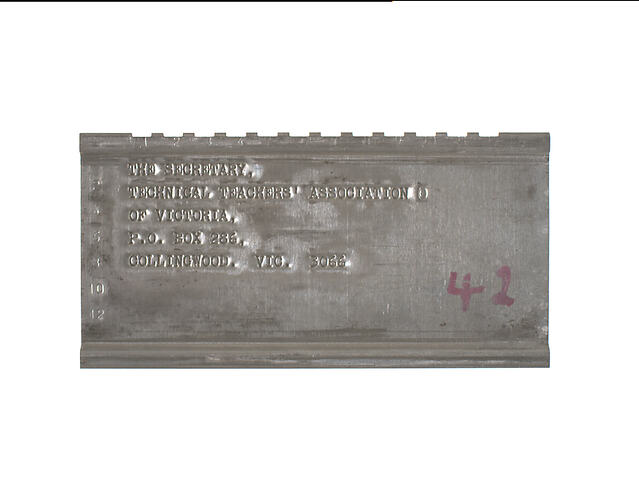 Address Plate - Technical Teachers' Association of Victoria