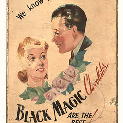 Sign - Black Magic Chocolates, circa 1950