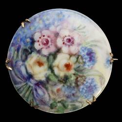 Brooch - Wildflower Posy Design, Porcelain, Mamie Venner, South Australia, circa 1920