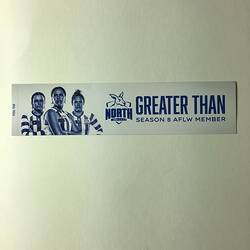 Bumper Sticker - AFL Women's (AFLW) Competition, North Melbourne Members, Princes Park, Carlton, 3 Dec 2023