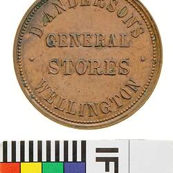 Token - 1 Penny, D. Anderson, General Stores, Wellington, New Zealand, circa 1858