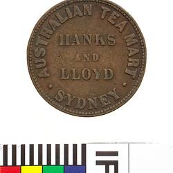 Token - Halfpenny, Hanks & Lloyd, Australian Tea Mart, Sydney, New South Wales, Australia, 1857