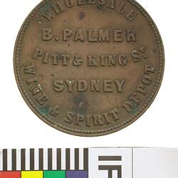 Token - 1 Penny, B. Palmer, Liverpool Arms, Sydney, New South Wales, Australia, circa 1857