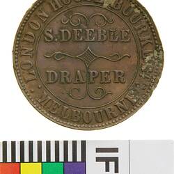 Token - 1 Penny, S. Deeble, Draper, Melbourne, Victoria, Australia, 1862
