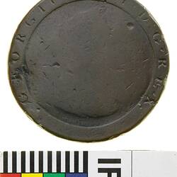 Surcharged Token - 1 Penny, British, 1797 stamped 'W B', Australia, circa 1855