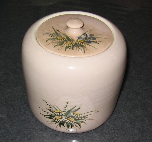 Container with Lid - Guy Boyd Studio, Floral Pink Ceramic, circa 1957