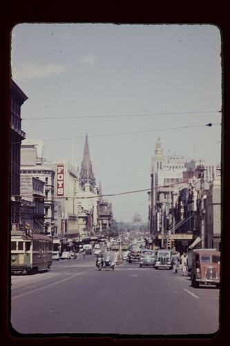 Digital Photograph - View of Swanston Street from Latrobe Street, Melbourne, 1957