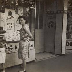 Digital Photograph - Mother, Boy & Girl Looking in Milk Bar Front Windows, Moonee Ponds, 1949