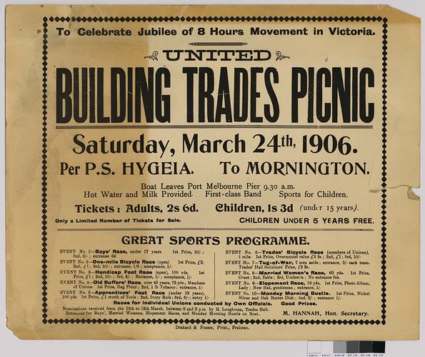Poster - 'United Building Trades Picnic'