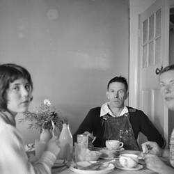 Family Eating Dinner in Breakfast Room, Ivanhoe, 1955