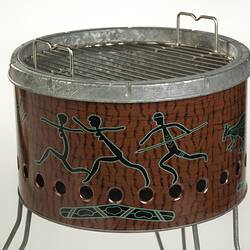 Aboriginal motif barbecue - three figures running.