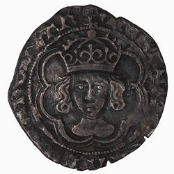 Coin, round, crowned bust of a King facing; text around HENRIC DI GRA REX AGLI Z FR.