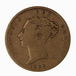 Coin - Half-Sovereign, Queen Victoria, Great Britain, 1867 (Obverse)