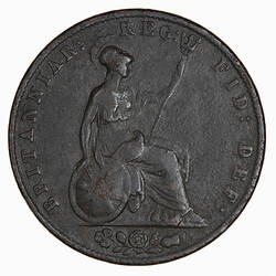 Coin - Halfpenny, Queen Victoria, Great Britain, 1844 (Reverse)