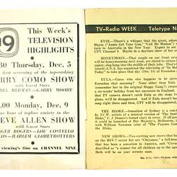 Magazine - Southdown Press, TV-Radio Week, December 1957