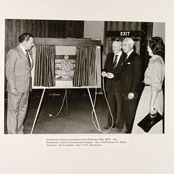 Photograph - Unveiling Plaque to Commemorate Laying of Foundation Stone, Exhibition Building, Melbourne, 1979