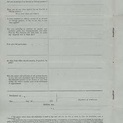 Form - Claim for War Pension, post 1916
