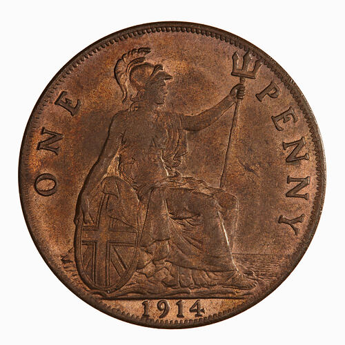 Coin - Penny, George V, Great Britain, 1914 (Reverse)
