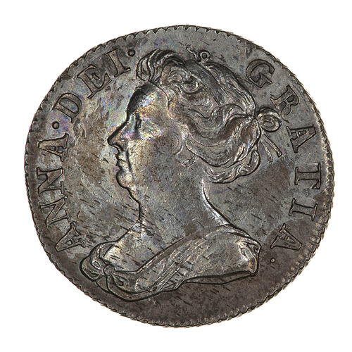 Coin - Sixpence, Queen Anne, England, Great Britain, 1705 (Obverse)