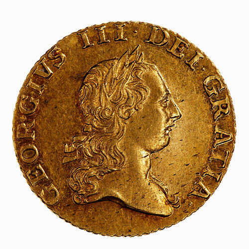 Coin - Half-Guinea, George III, Great Britain, 1765 (Obverse)