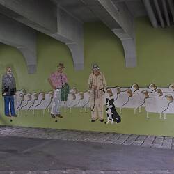 Digital Photograph - Mosaic 'Riding On The Sheep's Back', Epsom Road Overpass, Newmarket, Apr 2010