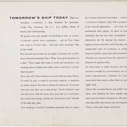 A page of typed text with the heading "Tomorrow's ship today".