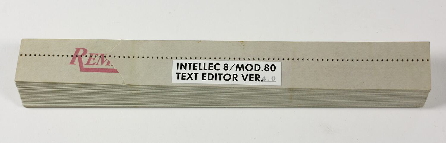 Intelec 8 Paper Tape - Intellec 8 MOD 80, Text Editor, Version 4.0, 1970-1975