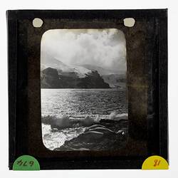 Lantern Slide - 'Typical Day at Heard Island, View from Atlas Cove', BANZARE Voyage 1, Antarctica, 1929-1930