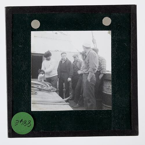Lantern Slide - Crew Members on the RRS Discovery II, Ellsworth Relief Expedition, Antarctica, 1935-1936