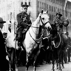 Copy Negative - John Monash on Horseback during Anzac Day Parade, Melbourne, Victoria, 1920-1930
