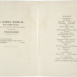 Menu - SS Husimi Maru, NYK Line, Dinner, 9 Feb 1939