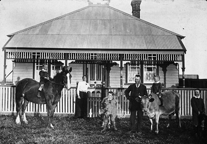 Family in Front of a Wooden House, Victoria, circa 1910