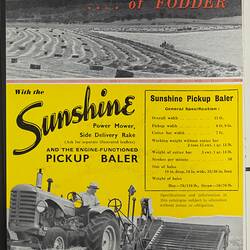 Publicity Brochure - H.V. McKay Massey Harris, Sunshine, Engine-Functioned Pickup Hay Baler, 1953