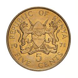 Coin - 5 Cents, Kenya, 1971